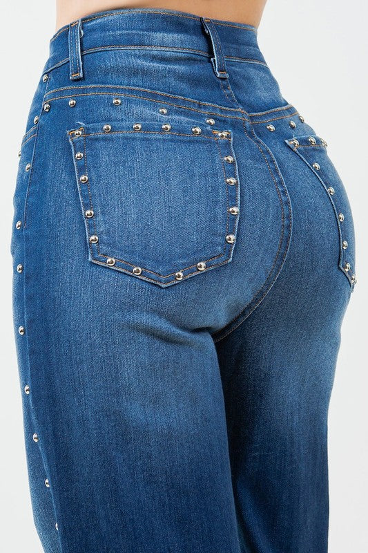 Camila Studded Wide Leg Jean