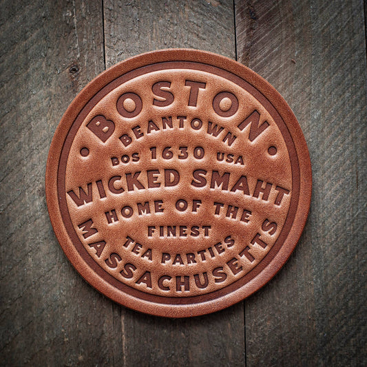 Boston Wicked Smaht/Smart Leather Coaster