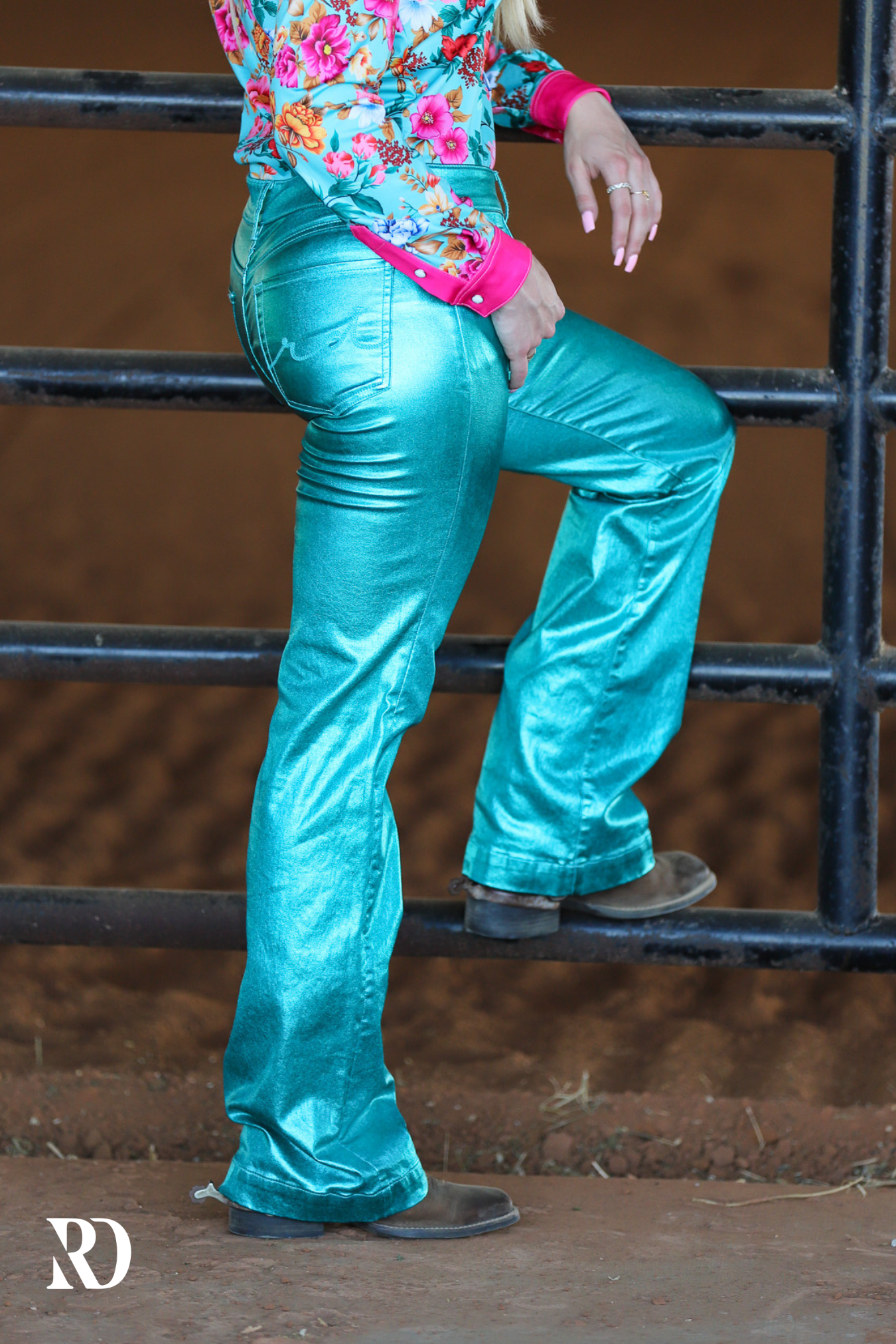 SIGNATURE TROUSERS - TURQUOISE METALLIC