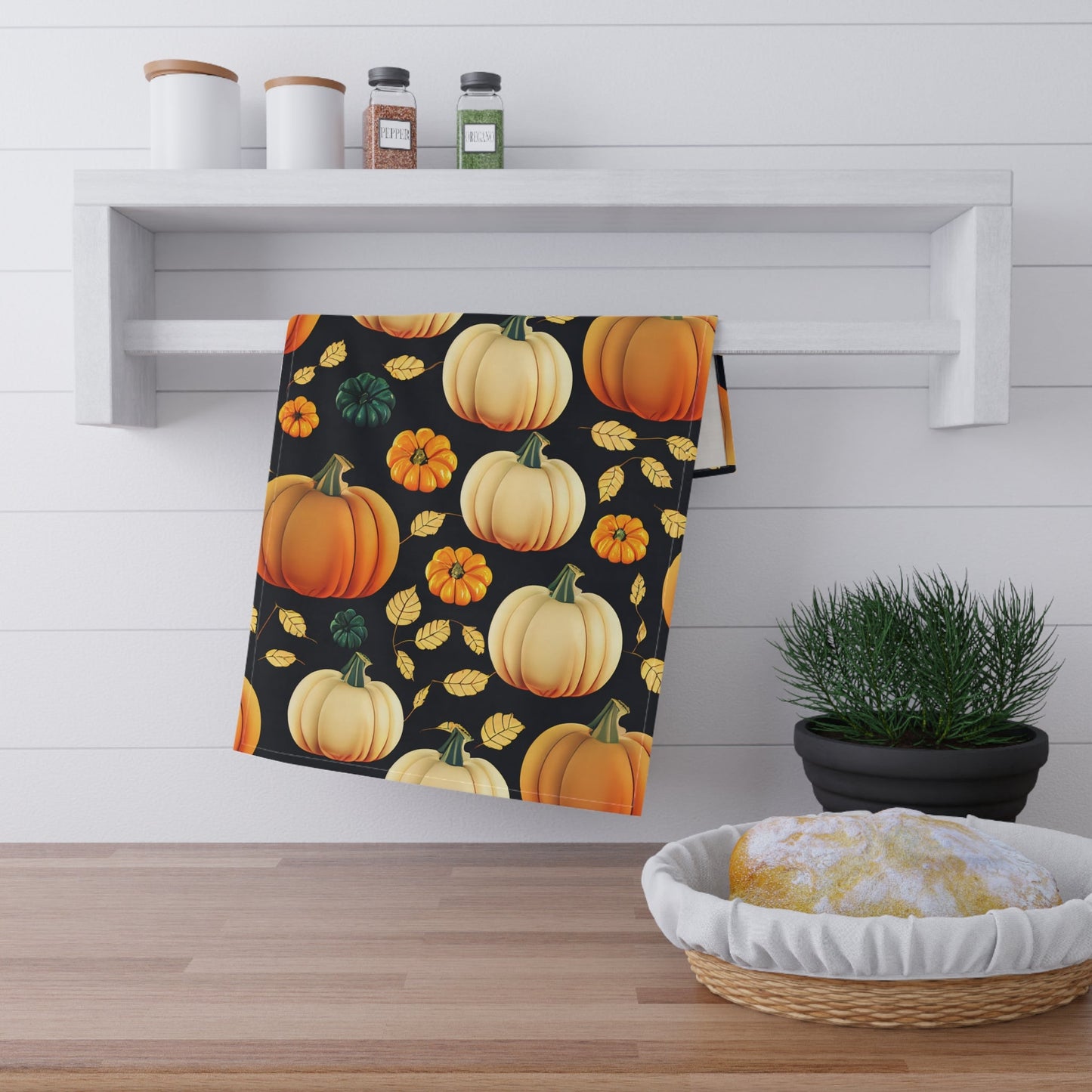 Autumn Pumpkin Tea Towels, Fall Kitchen Decor, Thanksgiving Gift, Farmhouse Style, Harvest Home Accents
