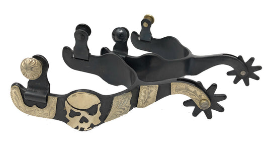 AJ Tack Men's Antique Brown Pirate Skull Spurs