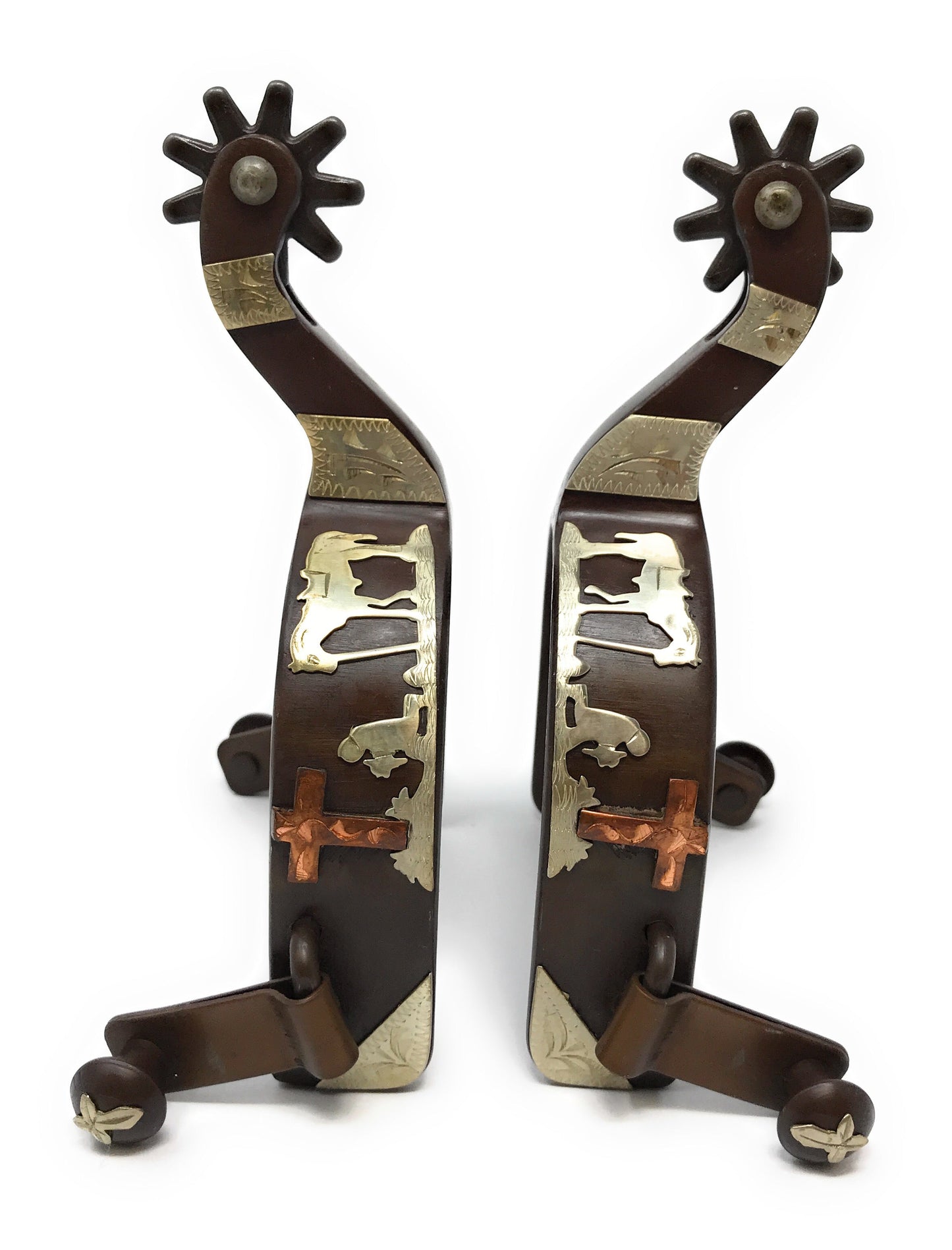 AJ Tack Men's Praying Cowboy Spurs with Copper Cross