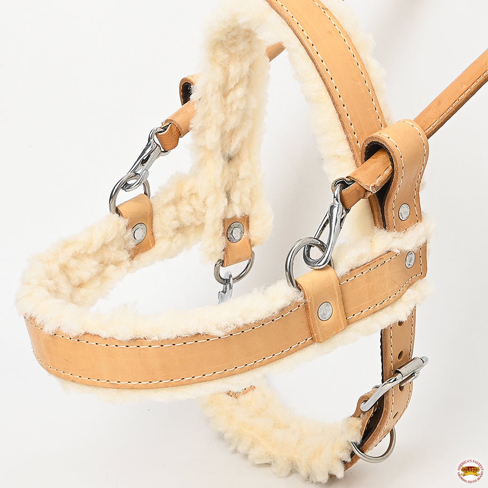 HILASON Guide Dog Harness Tan Fleece Padded Genuine Leather with Handle Tan | Dog Harness with Adjustable Straps |Fleece Dog Harness with Handle for Training | Breathable Dog Harness | Therapy Dog Harness