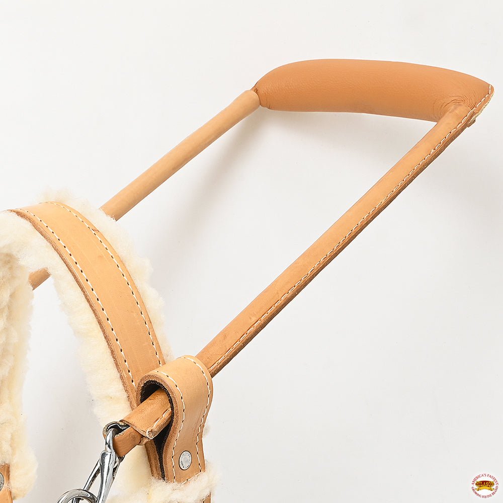 HILASON Guide Dog Harness Tan Fleece Padded Genuine Leather with Handle Tan | Dog Harness with Adjustable Straps |Fleece Dog Harness with Handle for Training | Breathable Dog Harness | Therapy Dog Harness