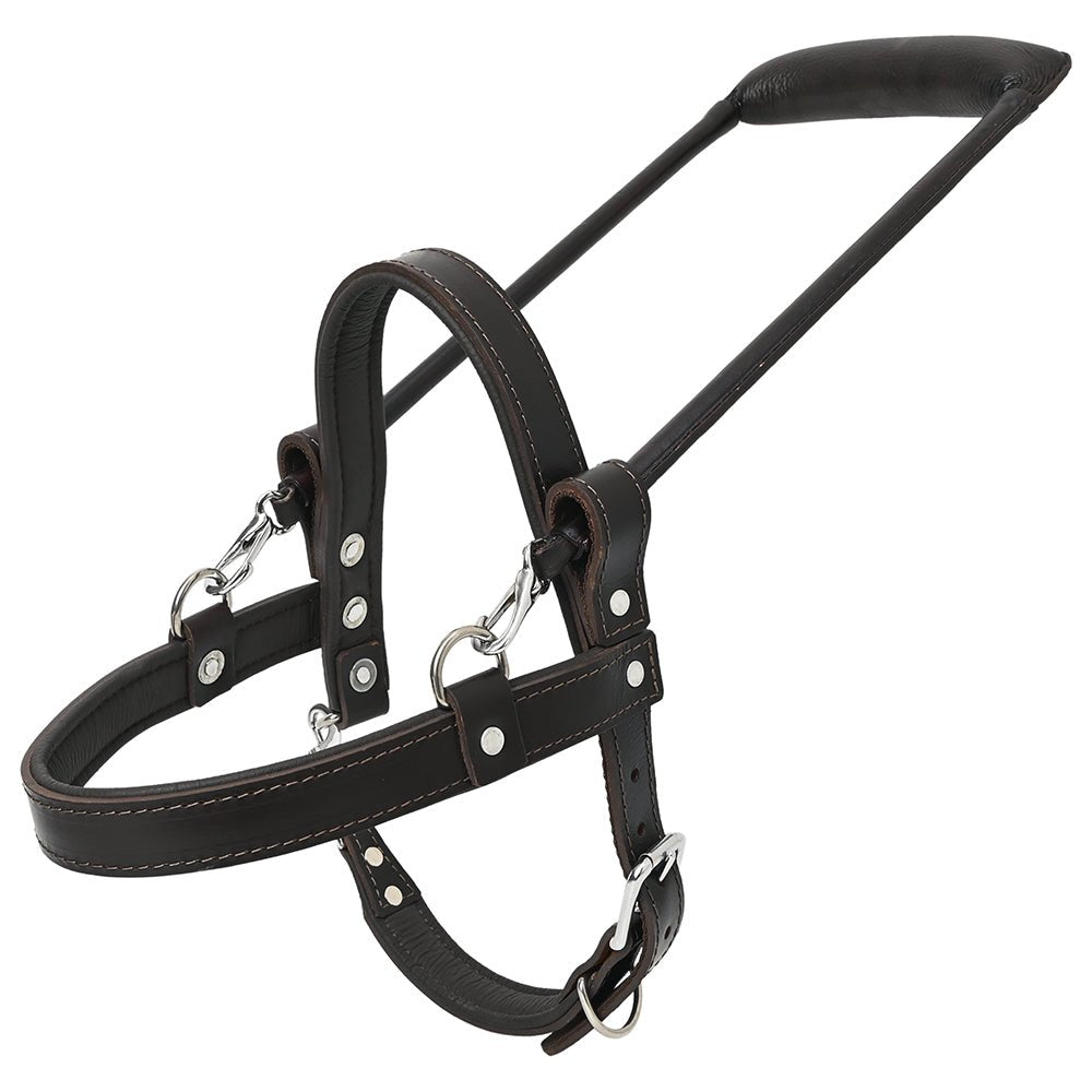 HILASON Guide Dog Harness Brown Padded Genuine Leather with Handle Brown | Dog Harness with Adjustable Straps | Dog Harness with Handle for Training | Breathable Dog Harness | Therapy Dog Harness