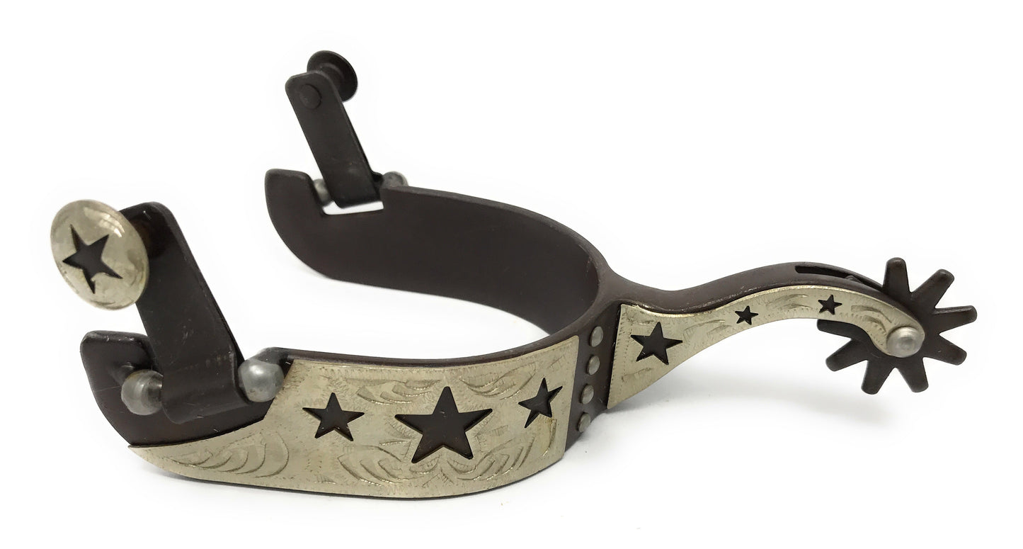 AJ Tack Men's Cutout Stars Antique Brown Spurs
