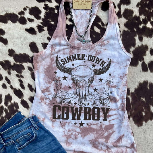 Simmer Down Cowboy Racerback Tank