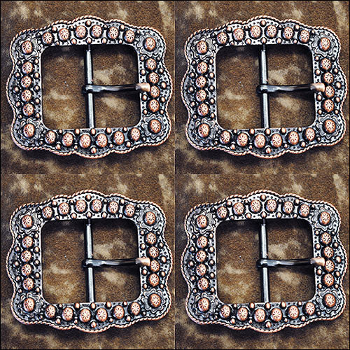 Western Screw Back Concho Copper Finished Belt Buckle With Rope Edge