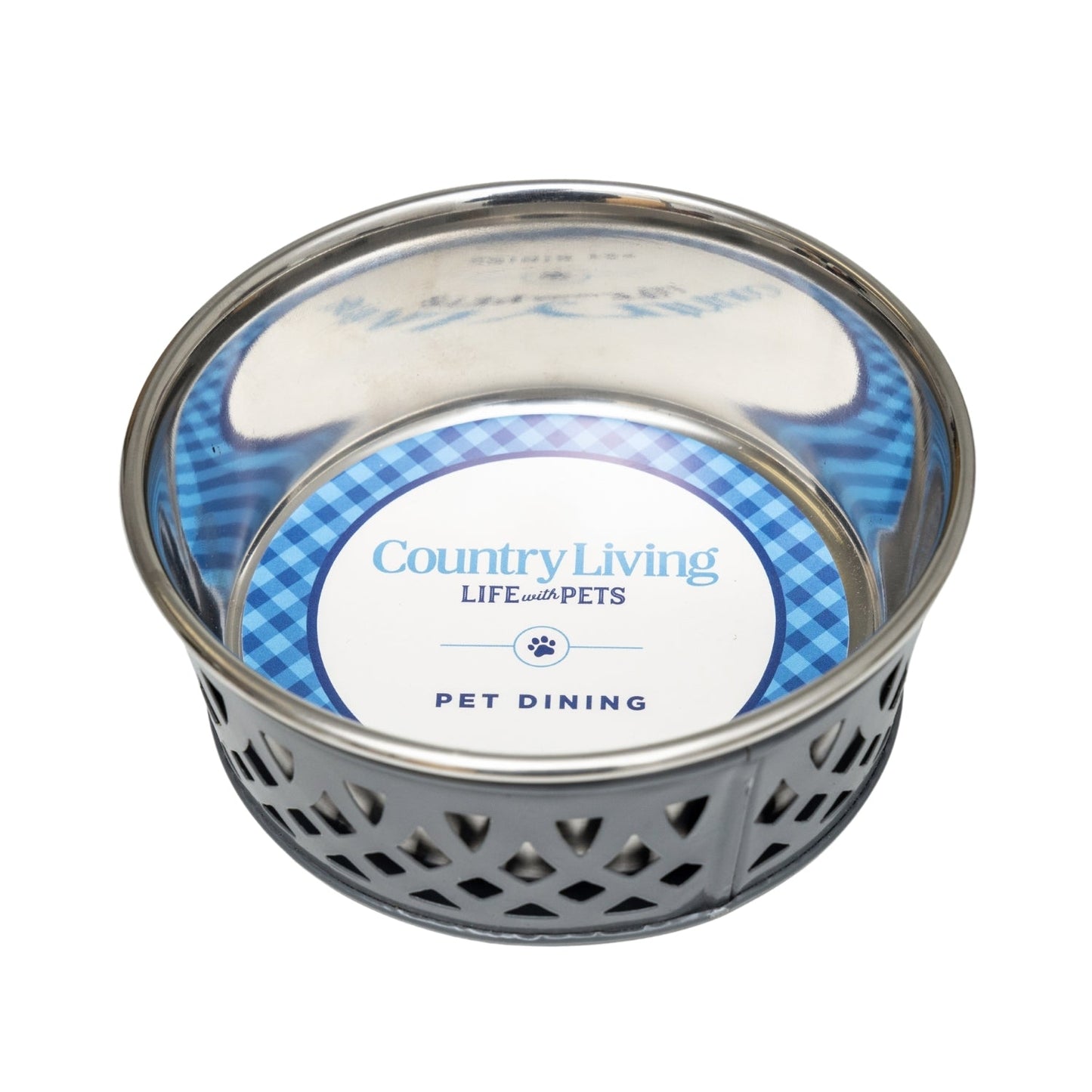 Country Living Set of 2 Stainless Steel Dog Bowls – Farmhouse Style, Ideal for Small to Medium Dogs