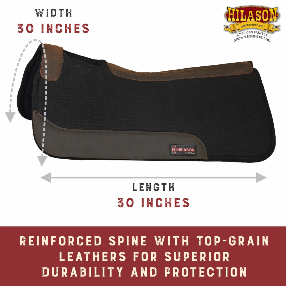 Western Wool Felt Horse Saddle Pad With Alligator Print Leather