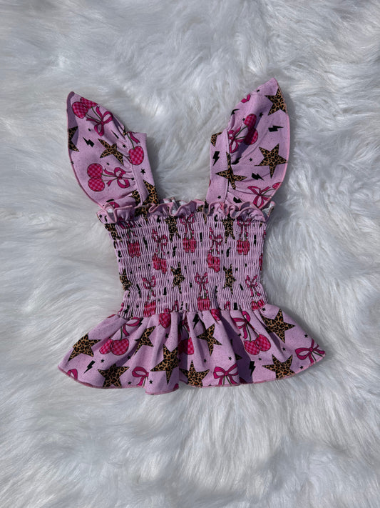 Newborn Wild Cherry Scrunch Top  (FINAL SALE)