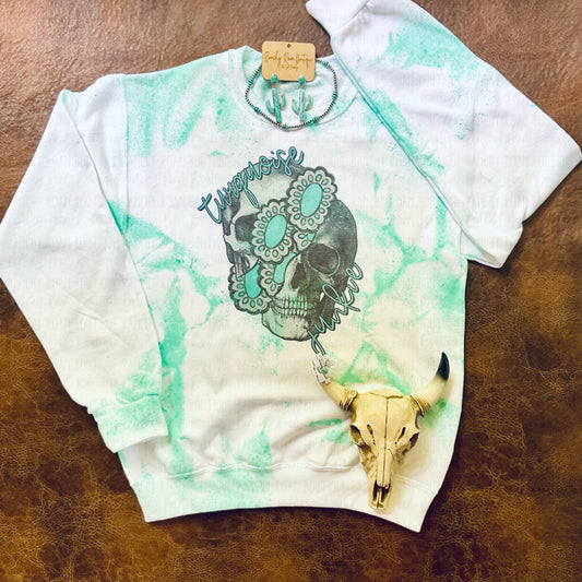 Turquoise Skull Splattered Sweatshirt
