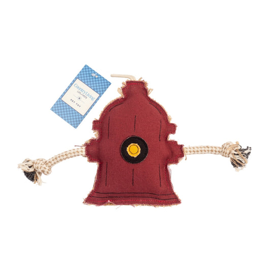 Country Living Canvas & Jute Fire Hydrant Dog Chew Toy – Durable, Safe and Non-Toxic