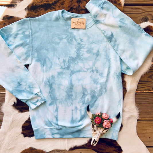 Dusty Blue Tie Dyed Blank Sweatshirt