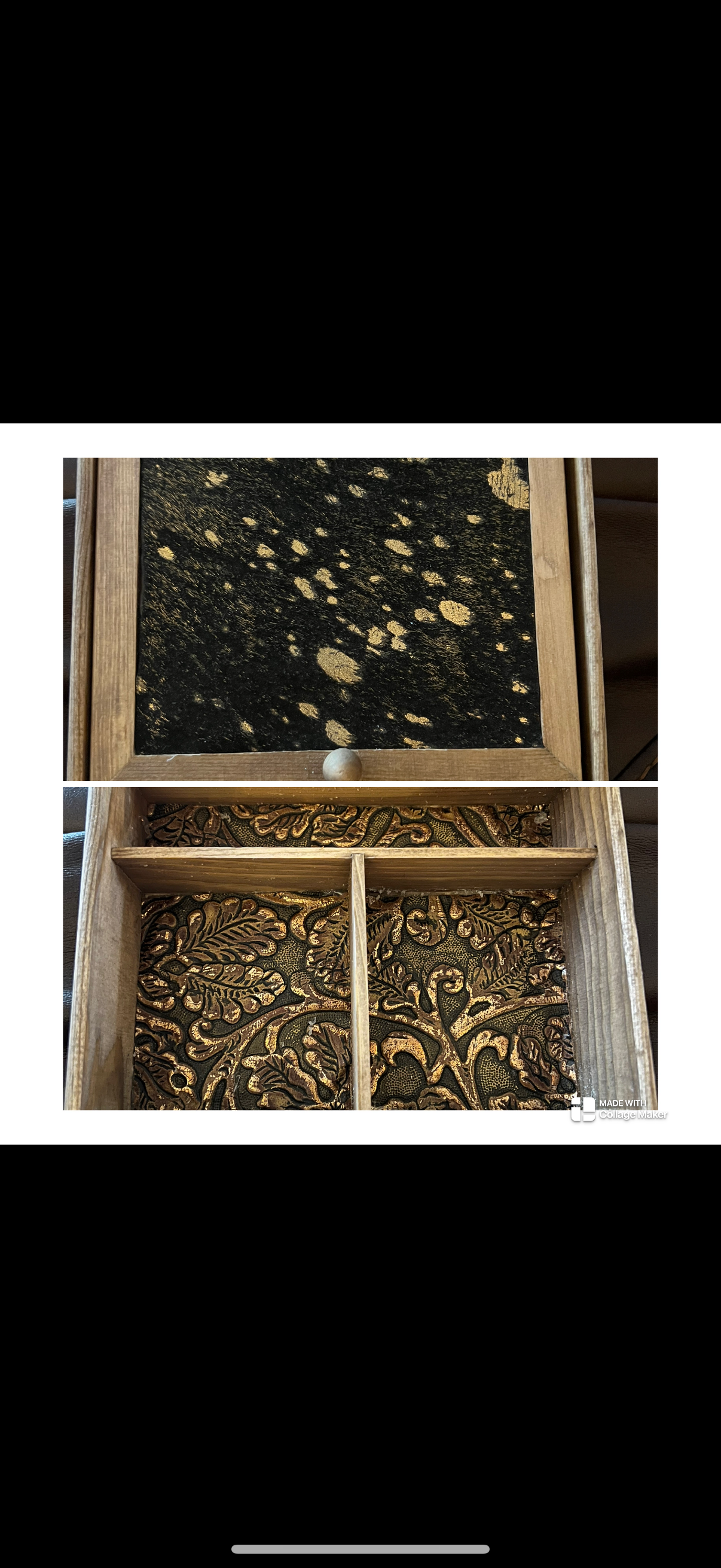 Punchy Red Mare Cowhide n leather 7.5”wooden jewelry box * Black n Gold cowhide