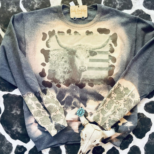 Longhorn Cow Print & Cattle Sweatshirt
