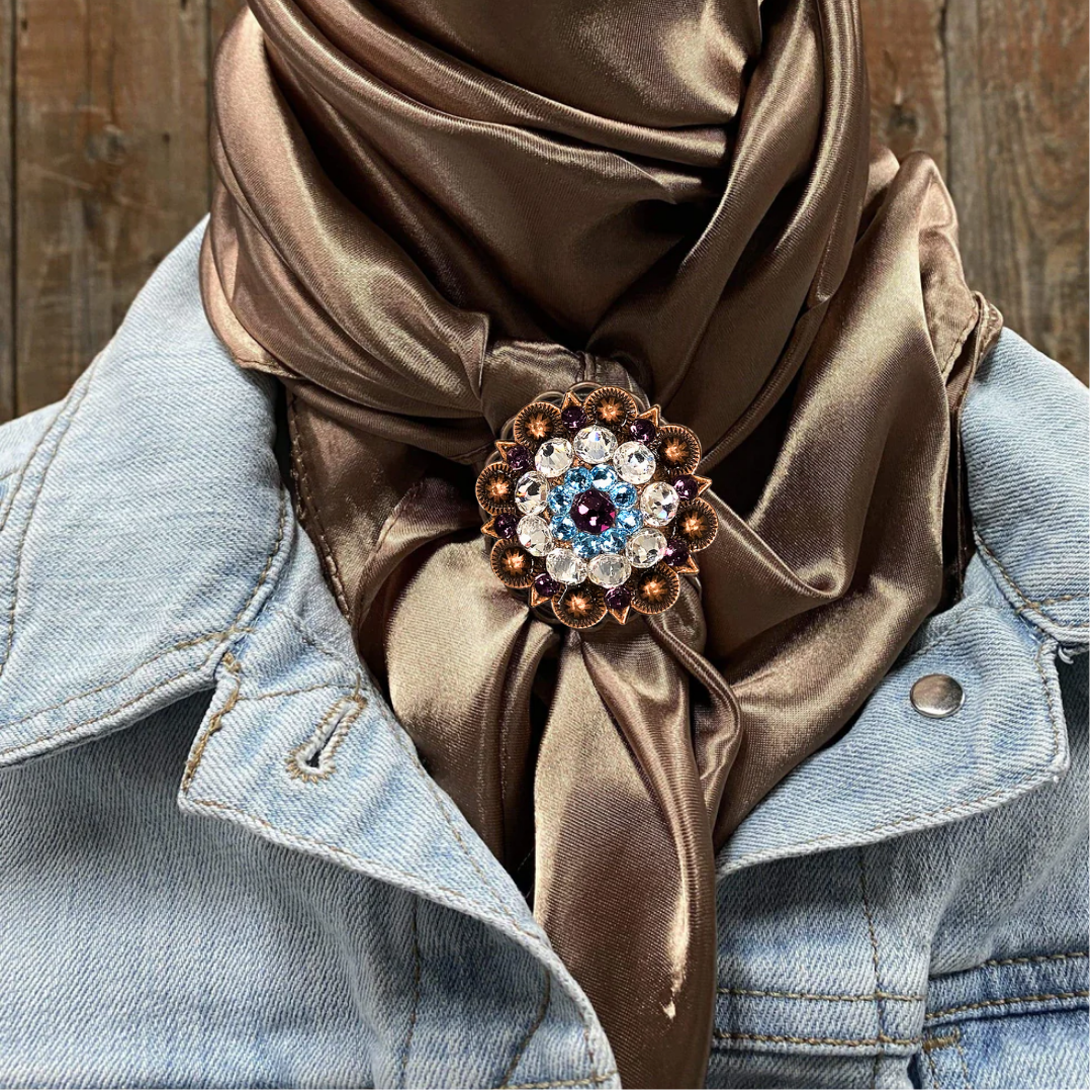 35X35" Solid Tan Wild Rag / Scarf WRS7 - Crystal Concho Wild Rag Slides - Assorted