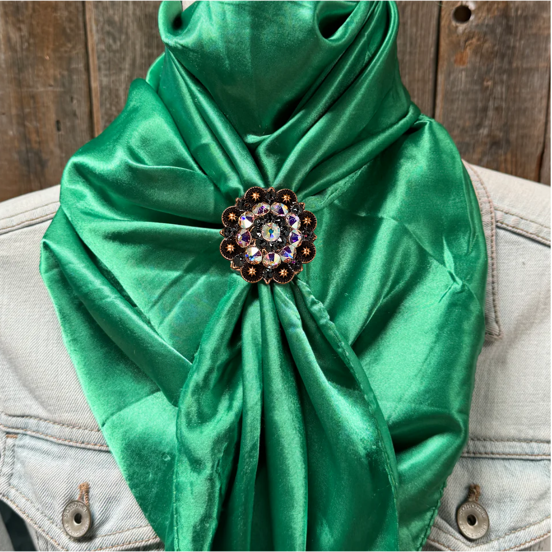 35X35" Solid Green Wild Rag / Scarf WRS18 - Crystal Concho Wild Rag Slides - Assorted