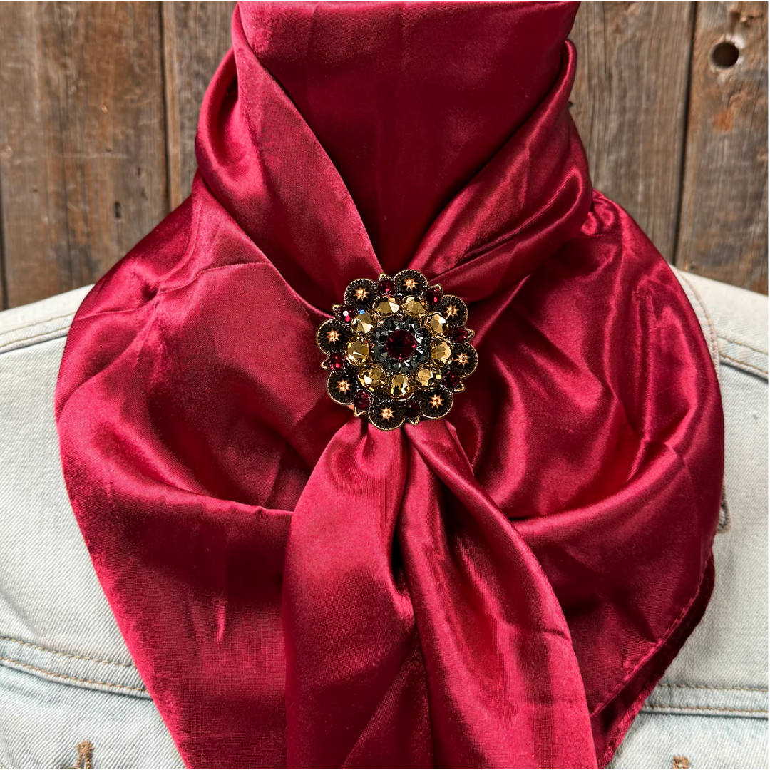 35X35" Solid Burgundy Wild Rag / Scarf WRS14 - Crystal Concho Wild Rag Slides - Assorted