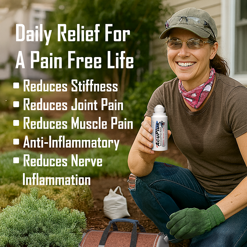 AcuPlus 3 oz Pain Relief Roll-On 3 Pack – Hands-Free Menthol Pain Relief for Muscles and Joints