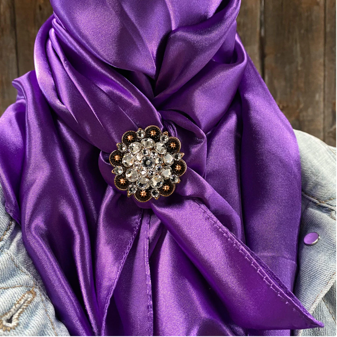 35X35" Solid Purple Wild Rag / Scarf WRS1 - Crystal Concho Wild Rag Slides - Assorted