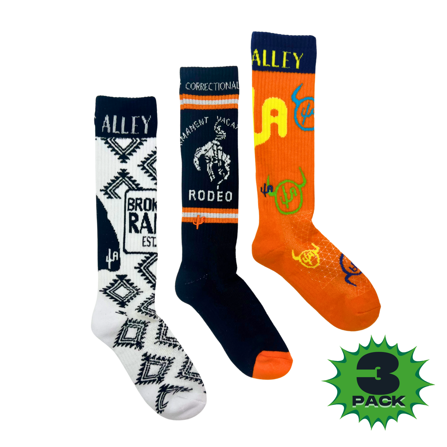 The Lucky 3 Pack | Cactus Alley Performance Boot Socks