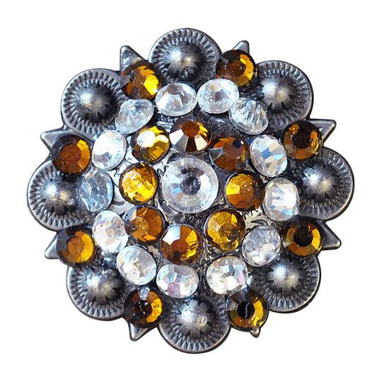 1.5" Hilason Western Style Silver Berry Rhinestone Bling Tack Headstall Saddle Concho Yellow