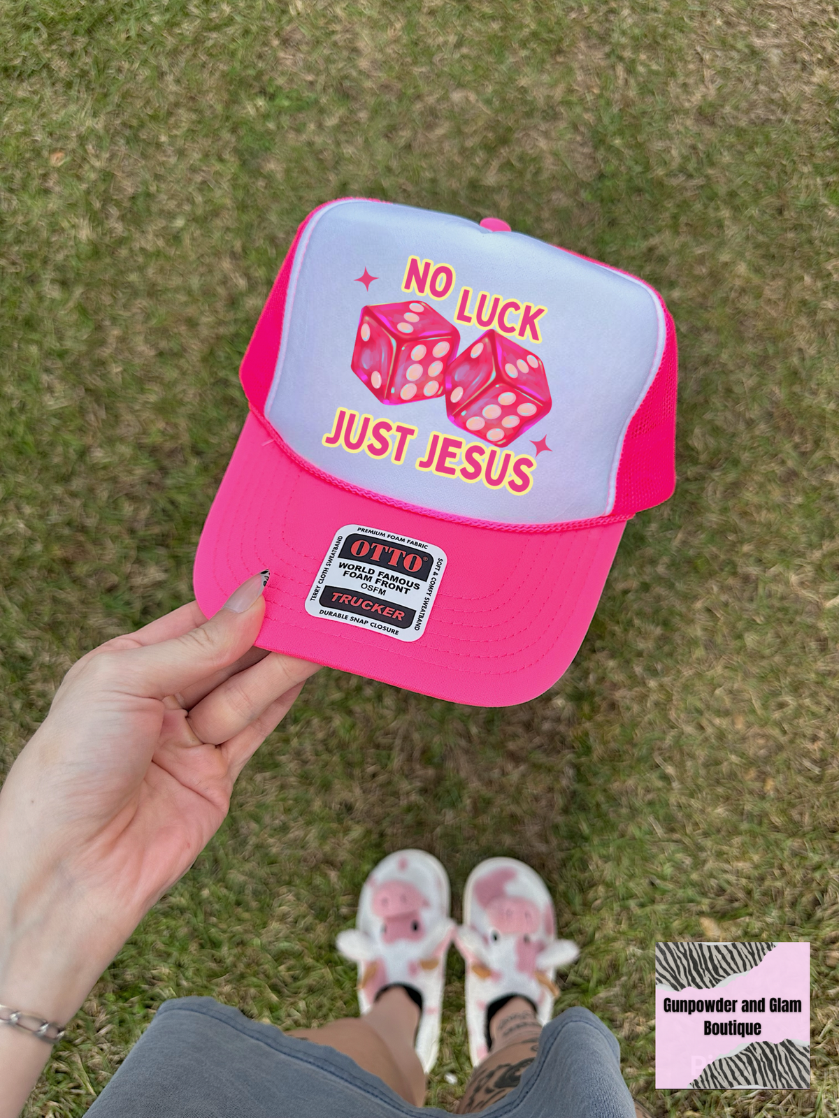 No Luck Just Jesus Trucker Hat (Multiple Color Options)