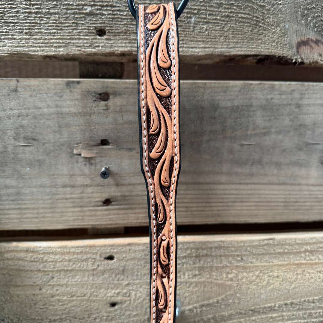 Seafoam Floral Tooled Lariat & Leather Combo Halter