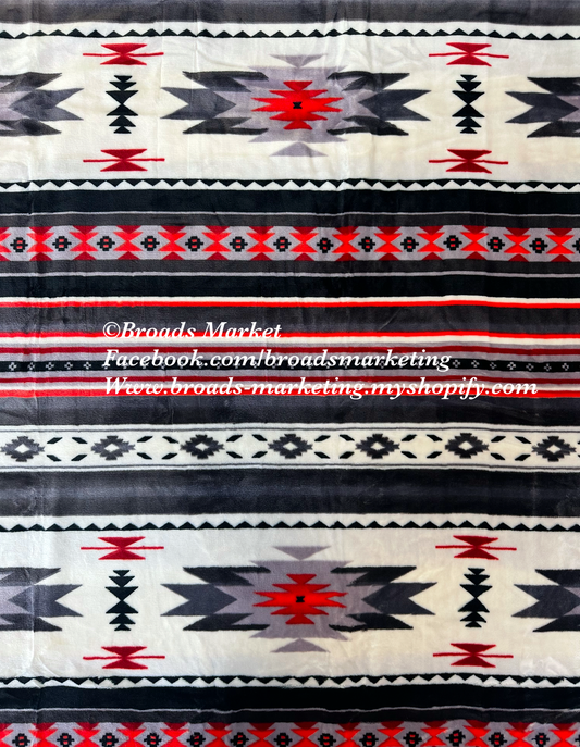 Sarah Grey & Red Ziglag Super Plush Blanket