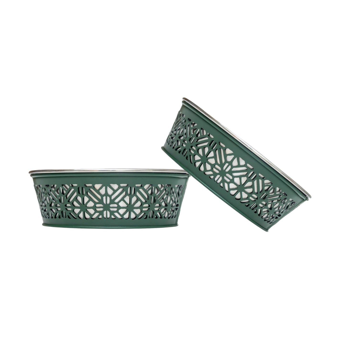 Country Living Set of 2 Stainless Steel Dog Bowls – Farmhouse Style, Ideal for Small to Medium Dogs