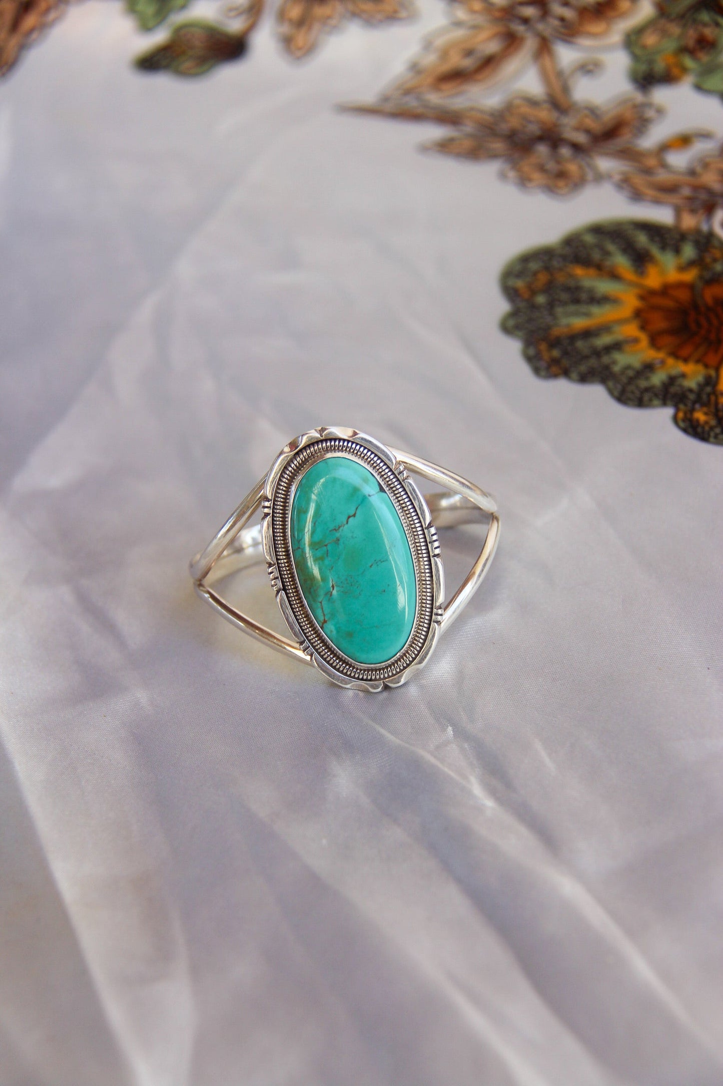 Green Grow the Lilacs Turquoise Cuff Bracelet