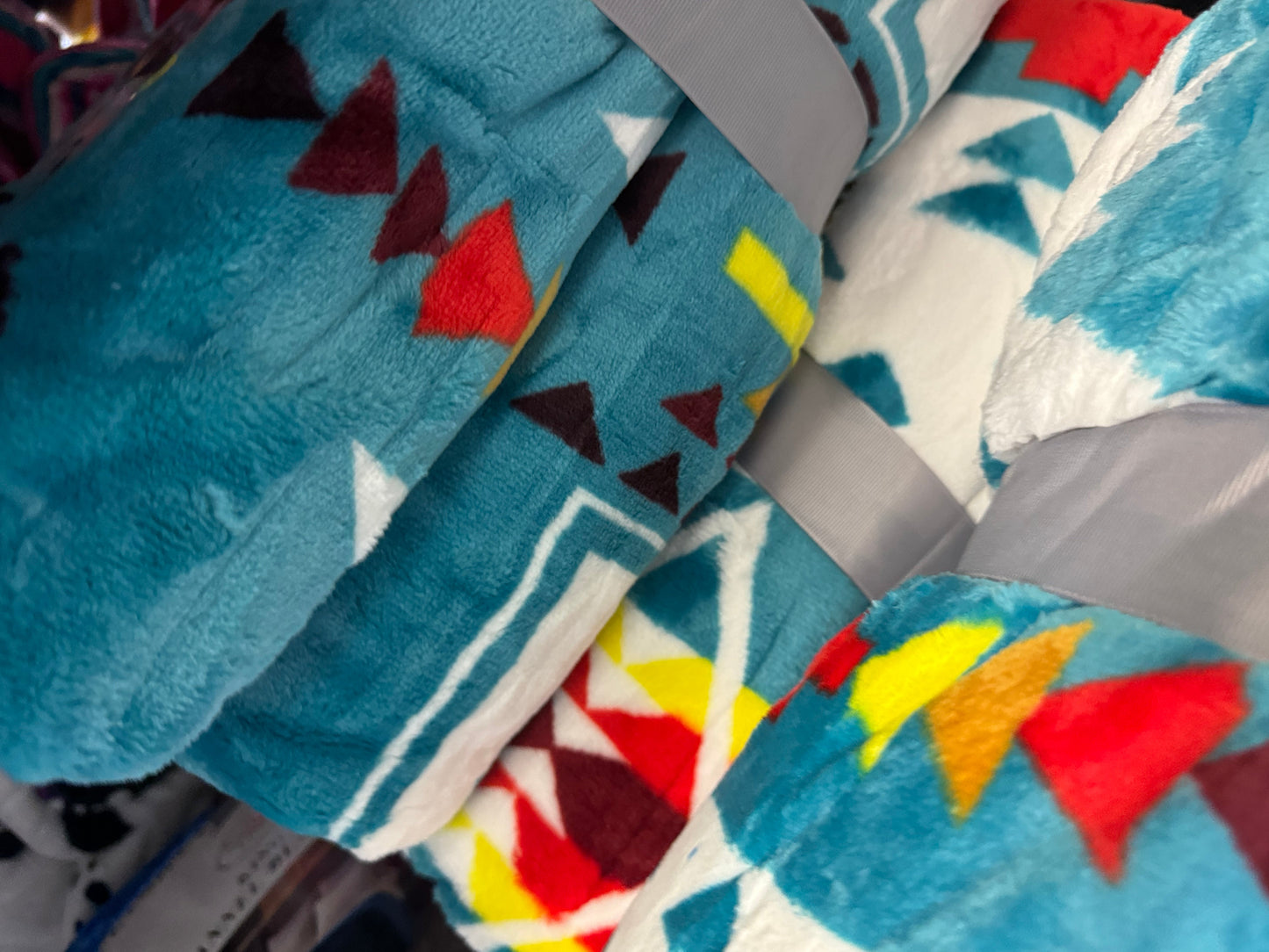 Turquoise Aztec Cross Blue Super Plush Blanket