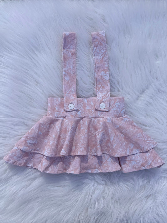Pink camo suspender skirt  (FINAL SALE)