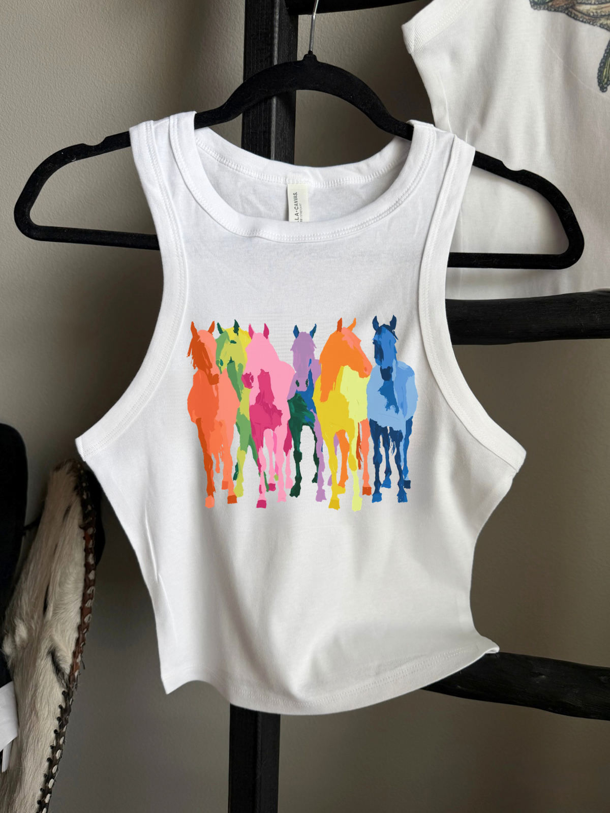 Neon Horses Cropped Tank
