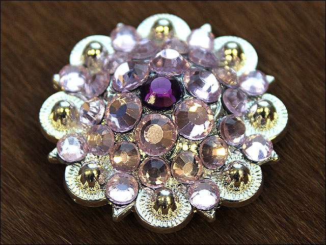 1.5 Inch Amythyst Rose Crystals Berry Silver Bling Saddle Cowgirl Hilason