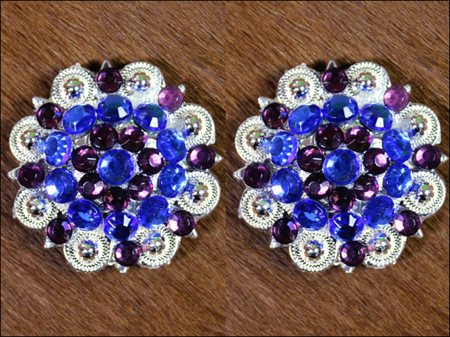 1 Piece Western Screw Back Conchoberry Glass S Bling 1.5 In Tack Cowgirl