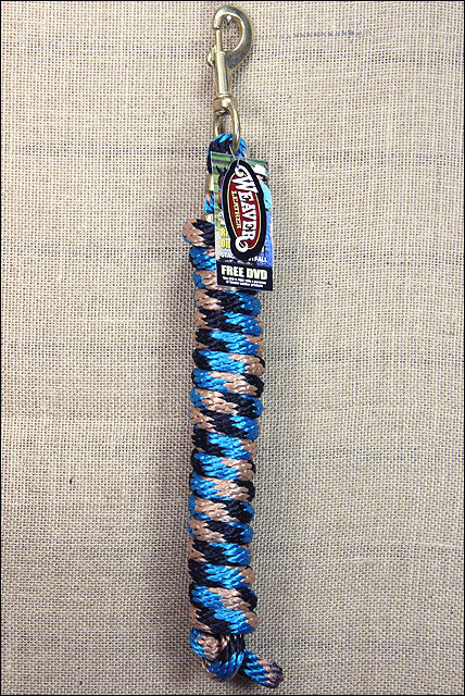 Black Turquoise Tan Weaver Tack Horse Poly Lead Rope W/ Solid Brass 225 Snap