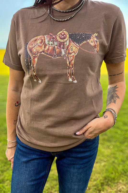 Rhinestone Cow horse tee
