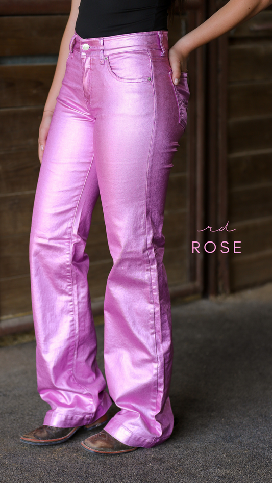 SIGNATURE TROUSER - ROSE METALLIC