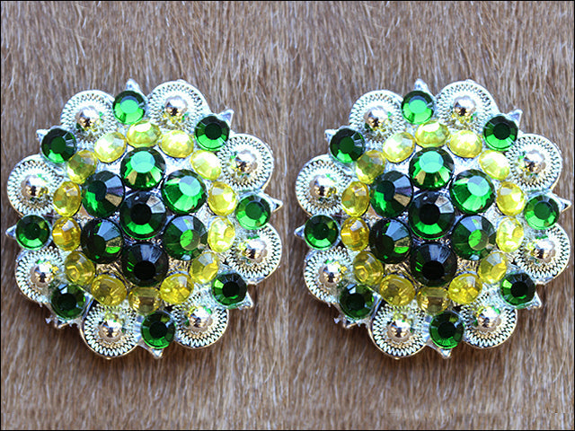 1.5 In Lemon Green Crystals Berry Silver Bling Headstall Saddle Hilason