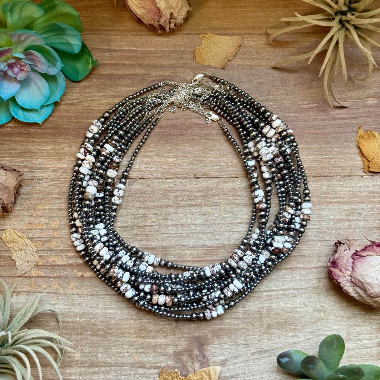 Wild Horse & Sterling Silver Pearl Necklace