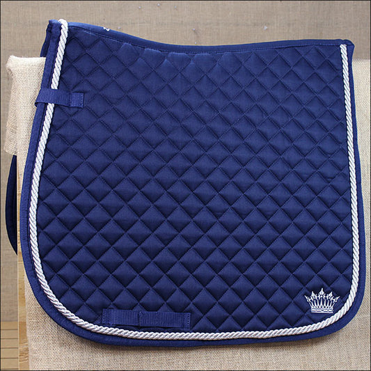 Full Size Horze Silver Cord All Purpose Horse Cotton Saddle Pad Dark Blue