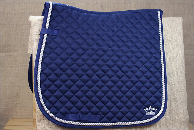 Full Size Horze Silver Cord All Purpose Horse Cotton Saddle Pad Dark Blue