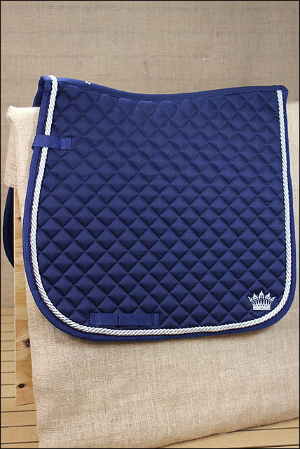 Full Size Horze Silver Cord All Purpose Horse Cotton Saddle Pad Dark Blue