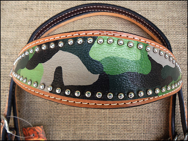 HILASON Western Horse Leather Headstall & Breast Collar Set Camo