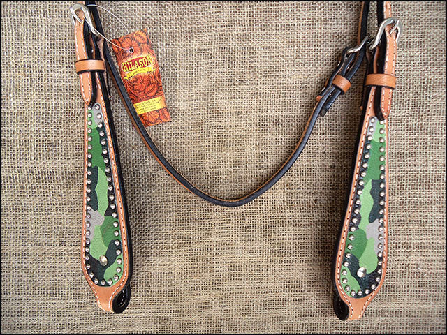 HILASON Western Horse Leather Headstall & Breast Collar Set Camo