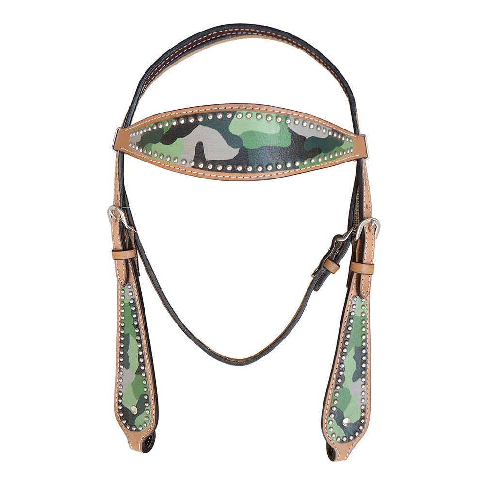 HILASON Western Horse Leather Headstall & Breast Collar Set Camo