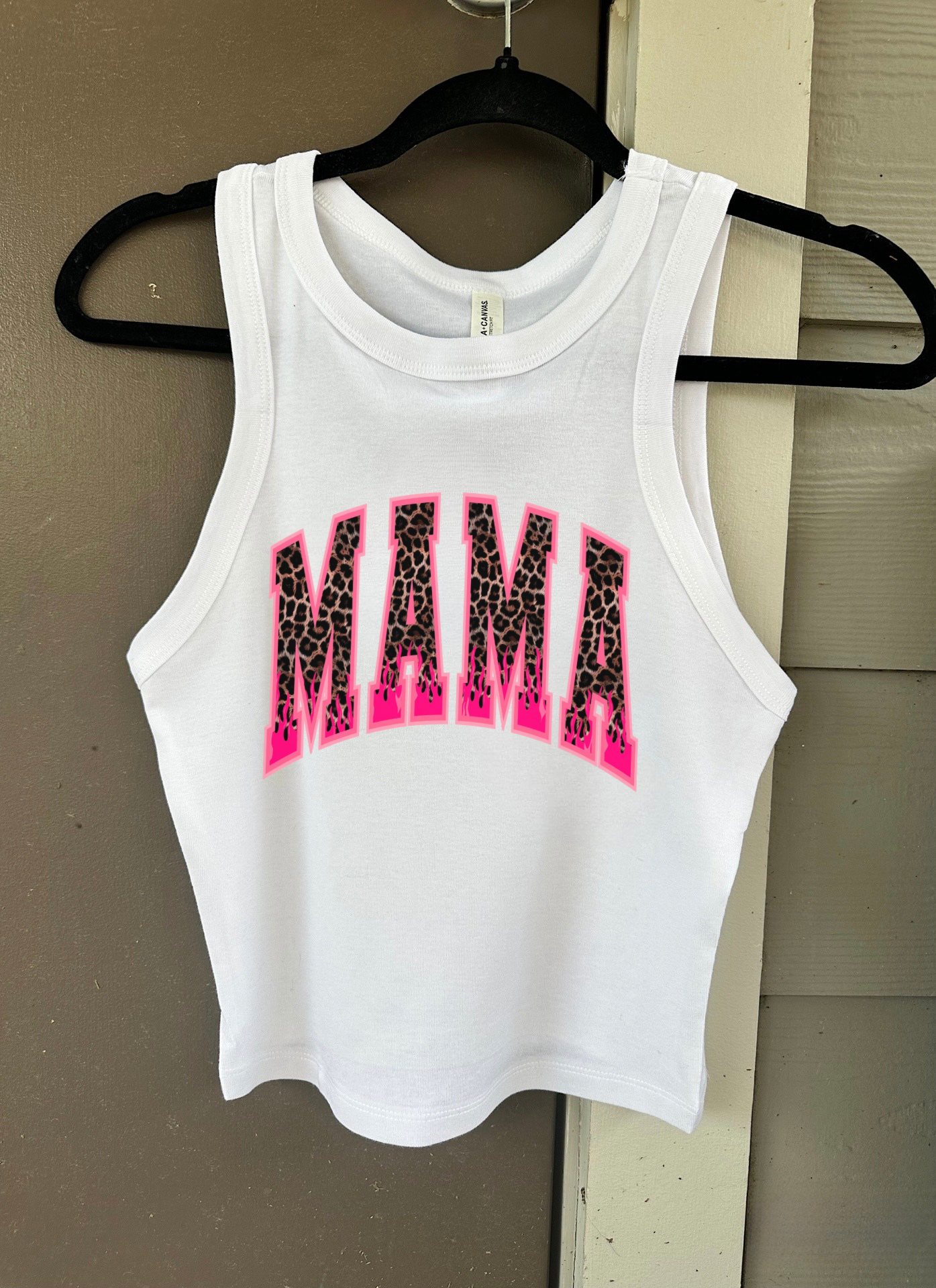 Leopard & Flames Mama Cropped Tank