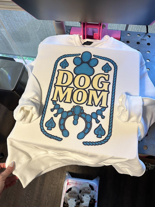 Turquoise Dog Mom TEE or CREWNECK